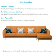 Falco RHS 6 Seater L Shape Sofa Set for Living Room (Orange Fabric) Premium Fabric Sofa