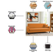Premium Valkyrie 3 Seater Sofa Set 3 Seater Modern Sofa Set for Living Room (Orange Color Fabric)