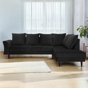 Casaliving Bradley LHS 4 Seater L Shape Sofa Set for Living Room (Black Grey Fabric) Premium Fabric Sofa