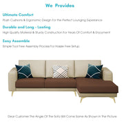 Falco RHS 4 Seater L Shape Sofa Set for Living Room (Cream Brown Fabric) Premium Fabric Sofa