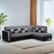Nordy RHS 6 Seater L Shape Sofa Set for Living Room (Dark Grey Black Colour) Premium Fabric Sofa Set