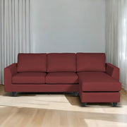 Danver RHS 4 Seater L Shape Sofa Set for Living Room (Maroon Fabric) Premium Fabric Sofa