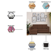 Megan LHS 4 Seater L Shaped Sofa Cum Bed for Living Room (Brown Fabric) Premium Fabric Sofa
