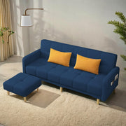 Casaliving Melfoy 3 Seater Sofa Cum Bed for Living Room with Ottomon (Blue Fabric) Premium Fabric Sofa