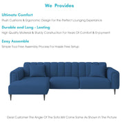 Damian LHS 4 Seater L Shape Sofa Set for Living Room (Blue Colour Fabric) Premium Fabric Sofa Set for Living Room