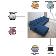 Janifer LHS 6 Seater L Shape Sofa Set for Living Room (Blue Colour) Premium Fabric Sofa Set