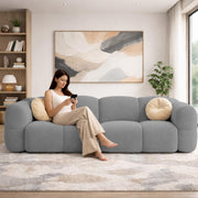 Casaliving Vetras Modern Velvet Bubble Cloud Sofa, Tufted Design Upholstered 3 Seater Sofa Set for Living Room,(Blue Colour) Premium Velvet Fabric Sofa