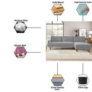 Oudrey 3 Seater Sofa Set with Center Table for Living Room (Grey Colour) Premium Fabric Sofa