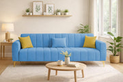 Velour Modern Velvet Sofa, Tufted Design Upholstered 3 Seater Sofa Set for Living Room, (Black Colour) Premium Velvet Fabric Sofa