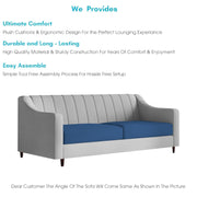 Mobius 3 Seater Sofa Set for Living Room (Blue Grey Colour Sofa) Premium Fabric Sofa for Living Room