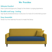 Premium Valkyrie 3 Seater Sofa Set 3 Seater Modern Sofa Set for Living Room (Blue Yellow Color Fabric)