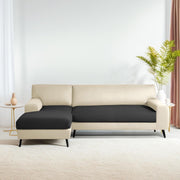 Casaliving Amelia RHS 6 Seater L Shape Sofa Set for Living Room (Black Fabric) Premium Fabric Sofa