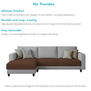 Oslo 4 Seater LHS L Shape Sofa Set for Living Room (Brown Grey Fabric) Premium Fabric Sofa Set for Living Room