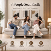 Casaliving Danny Sofa Cum Bed for Living Room Premium Fabric Sofa New 3 Seater Sofa Cum Bed Velvet Fabric with 2 Cushions and Suitable for All Indoor (Black Grey)