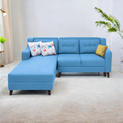 Lifestyle 4 Seater LHS L Shape Sofa Set for Living Room - (Turquise Fabric) Premium Fabric Sofa Set