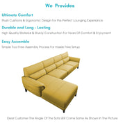 Janifer LHS 6 Seater L Shape Sofa Set for Living Room (Yellow Colour) Premium Fabric Sofa Set