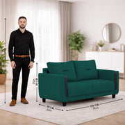Casaliving Viskafors Upholstered 3 Seater Sofa Set for Living Room (Black Colour Fabric) Premium Fabric Sofa