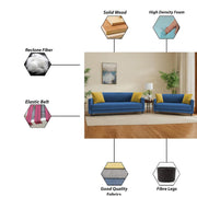 Casaliving Dominic 3 + 2 Seater Sofa Set for Living Room (Blue) Premium Fabric Sofa