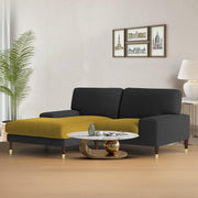 Latieo LHS 2 Seater Lounger L Shape Sofa Set for Living Room (Black Yellow) Premium Fabric Sofa
