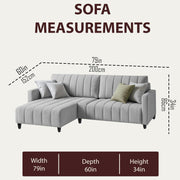Netlie 4 Seater LHS L Shape Sofa Set for Living Room (Grey Fabric) Premium Fabric Sofa Set for Living Room