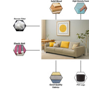 Minta 3 Seater Sofa Set for Living Room (Cream Colour Fabric) Premium Fabric Sofa