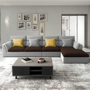 Delton RHS 6 Seater L Shape Sofa Set for Living Room (Brown Grey) Premium Fabric