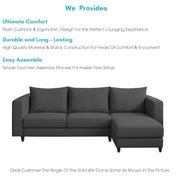 Mikasa 4 Seater RHS L Shape Sofa Set for Living Room (Black Fabric) Premium Fabric Sofa Set for Living Room