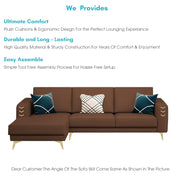 Falco LHS 4 Seater L Shape Sofa Set for Living Room (Brown Fabric) Premium Fabric Sofa