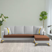 Casaliving Mandis LHS 4 Seater L Shape Sofa Set for Living Room (Black Fabric) Premium Fabric Sofa