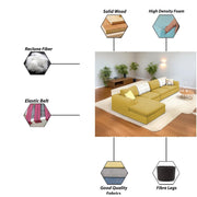 Badger LHS 6 Seater L Shape Sofa Set for Living Room (Black Fabric) Premium Fabric Sofa