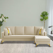 Casaliving Mandis LHS 4 Seater L Shape Sofa Set for Living Room (Black Fabric) Premium Fabric Sofa