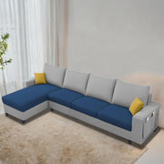 Casaliving Porto LHS 6 Seater L Shape Sofa Set for Living Room (Black Fabric) Premium Velvet Fabric