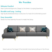 Falco LHS 6 Seater L Shape Sofa Set for Living Room (Dark Grey Fabric) Premium Fabric Sofa
