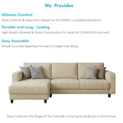 Oslo 4 Seater LHS L Shape Sofa Set for Living Room (Cream Fabric) Premium Fabric Sofa Set for Living Room