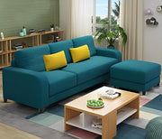 Francis 3 Seater with Ottman Sofa Set for Living Room (Green Fabric) Premium Fabric Sofa