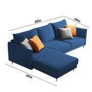 Casaliving Stanly LHS 4 Seater L Shape Sofa Set for Living Room (Blue Fabric) Premium Fabric Sofa