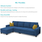 Casaliving Gerio 6 Seater LHS L Shape Sofa Set for Living Room (Blue Fabric) Premium Fabric Sofa