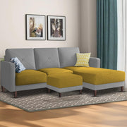 Swaloni RHS 4 Seater L Shape Sofa Set with Center Table for Living Room (Yellow) Premium Fabric Sofa