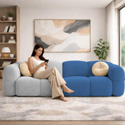 Casaliving Vetras Modern Velvet Bubble Cloud Sofa, Tufted Design Upholstered 3 Seater Sofa Set for Living Room,(Blue Colour) Premium Velvet Fabric Sofa