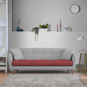 Letty 3 Seater Sofa Set for Living Room (Maroon Grey Colour) Premium Fabric Sofa