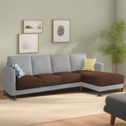 Swaloni RHS 6 Seater L Shape Sofa Set for Living Room (Brown Grey) Premium Fabric Sofa