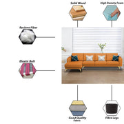 Falco LHS 6 Seater L Shape Sofa Set for Living Room (Orange Fabric) Premium Fabric Sofa