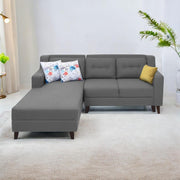 Lifestyle 4 Seater LHS L Shape Sofa Set for Living Room - (Dark Grey Fabric) Premium Fabric Sofa Set