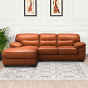 Raster RHS 4 Seater L Shape Sofa Set for Living Room (Tan) Premium Leathertte Fabric Sofa