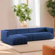 Rowan LHS 6 Seater L Shape Sofa Set for Living Room (Blue Fabric) Premium Fabric Sofa