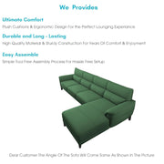 Janifer RHS 6 Seater L Shape Sofa Set for Living Room (Green Colour) Premium Fabric Sofa Set