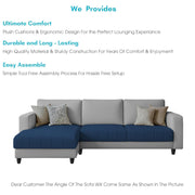 Oslo 4 Seater LHS L Shape Sofa Set for Living Room (Blue Grey Fabric) Premium Fabric Sofa Set for Living Room