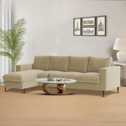 Charmi LHS 6 Seater L Shape Sofa Set for Living Room (Cream Fabric) Premium Fabric Sofa