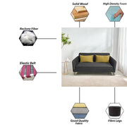 Deren 3 Seater Sofa Set for Living Room (Black Colour) Premium Fabric Sofa