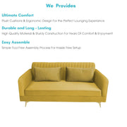 Deren 3 Seater Sofa Set for Living Room (Yellow Colour) Premium Fabric Sofa